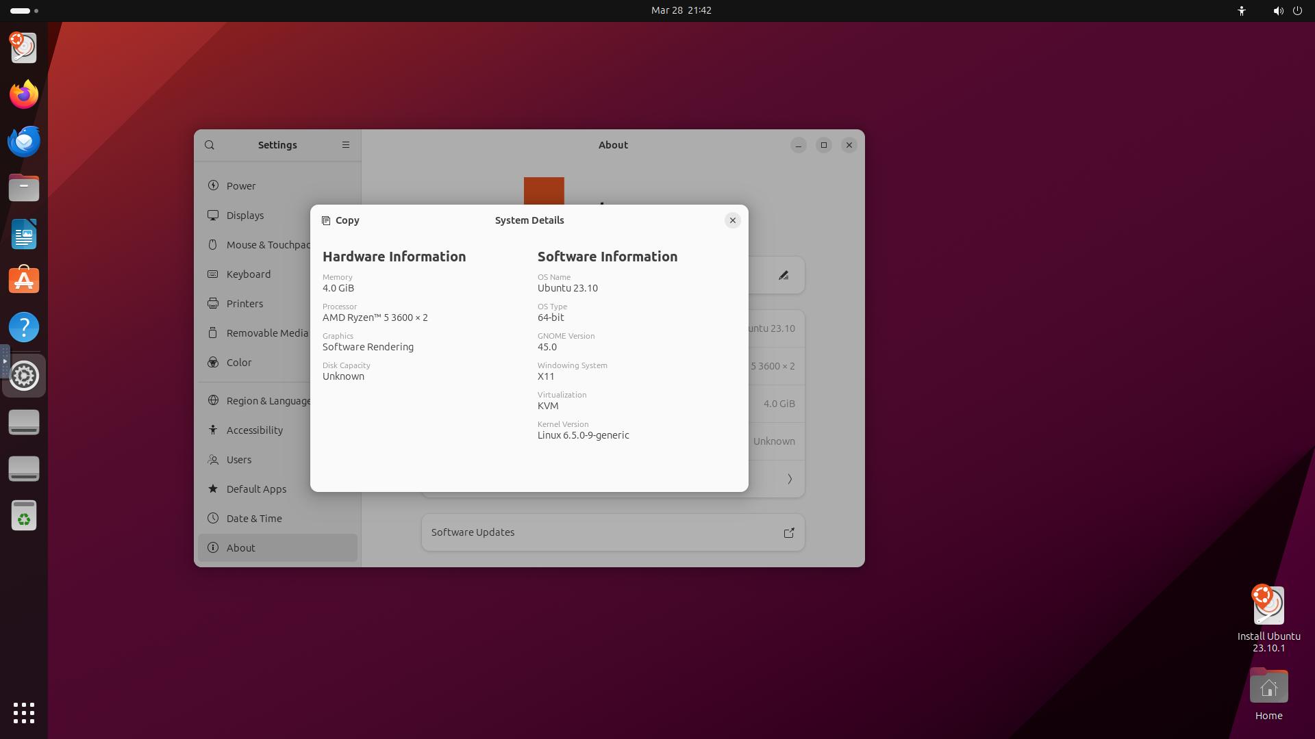 Bureau gnome dans Ubuntu